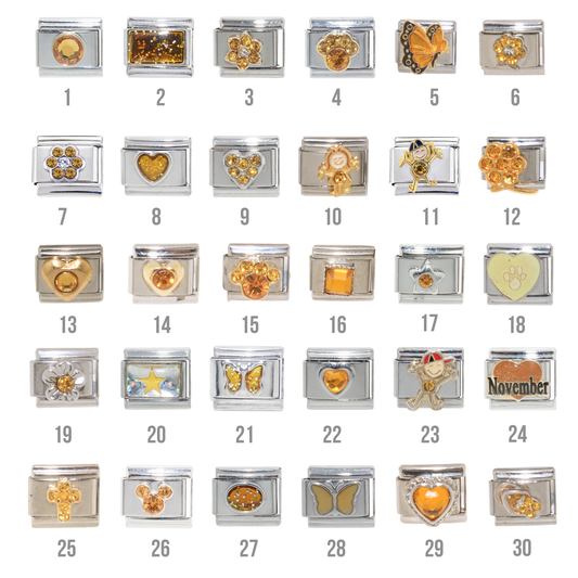Various November Birthstones - Birthmonth 9mm Italian charm