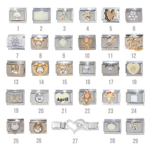 Various April Birthstones - Birthmonth 9mm Italian charm
