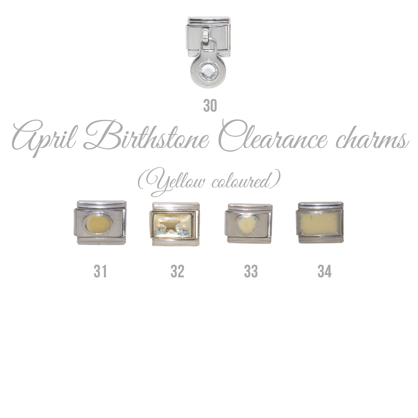 Various April Birthstones - Birthmonth 9mm Italian charm