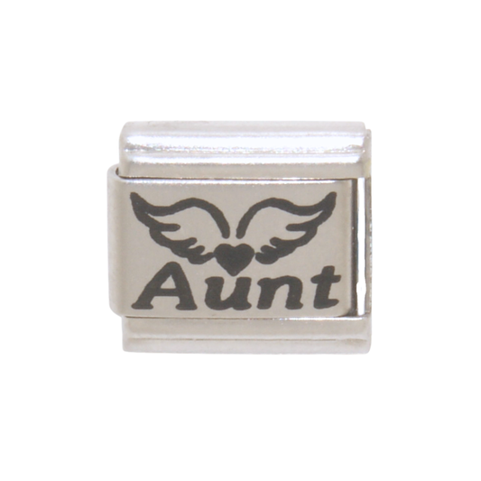 Aunt with Angel wings and Heart 9mm Italian charm
