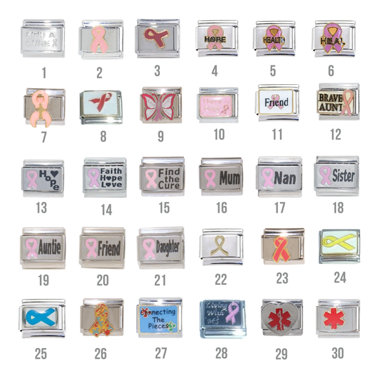 Breast Cancer, Autism & other medical awareness - 9mm Italian charm