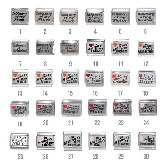 In memory of - Memorial family members - 9mm Italian charms