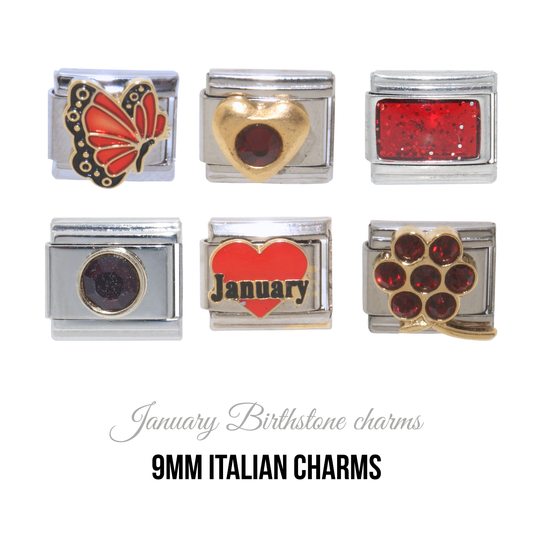 Various January Birthstones - Birthmonth 9mm Italian charm