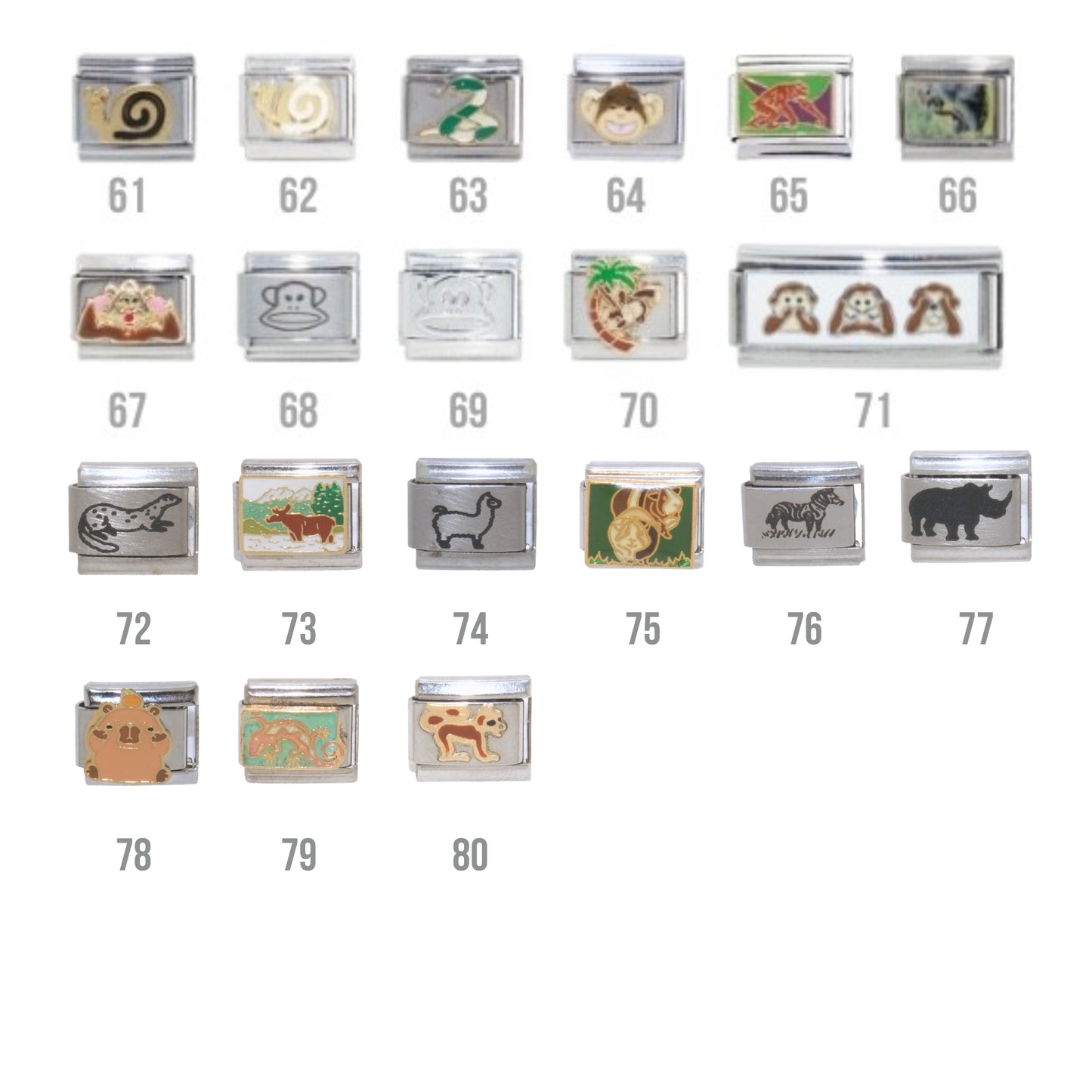 Land animals 9mm Italian Charms