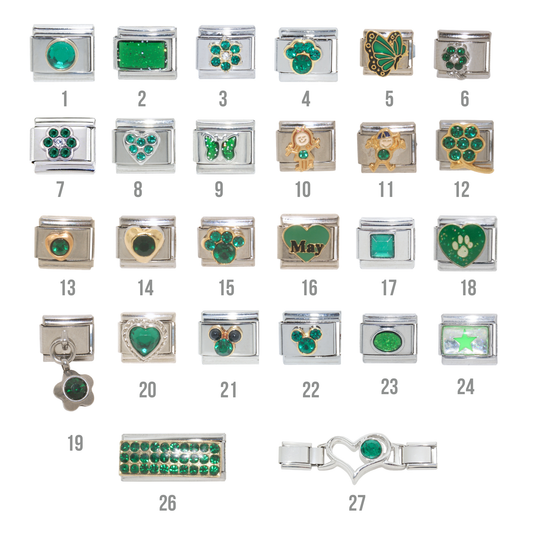 Various May Birthstones - Birthmonth 9mm Italian charm