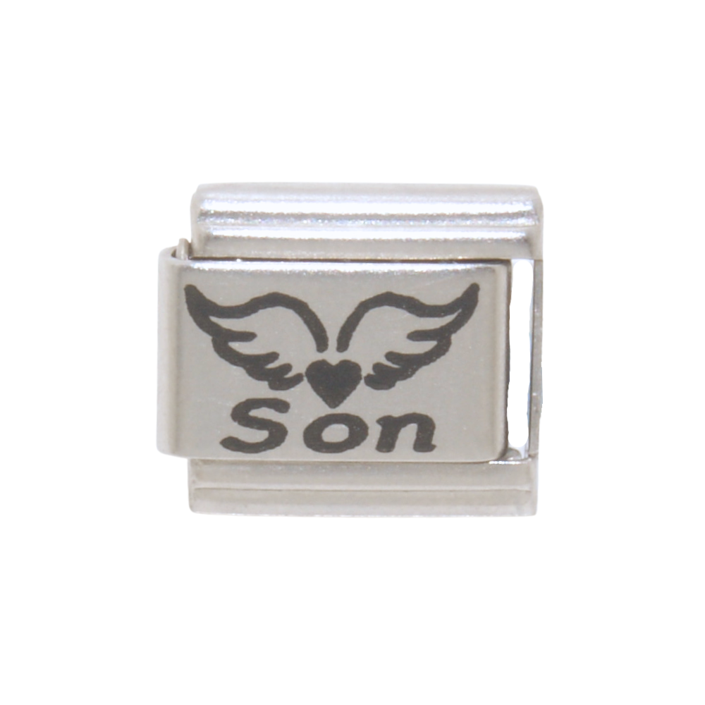 Son with Angel wings and Heart 9mm Italian charm