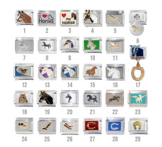 Horses 9mm Italian charms