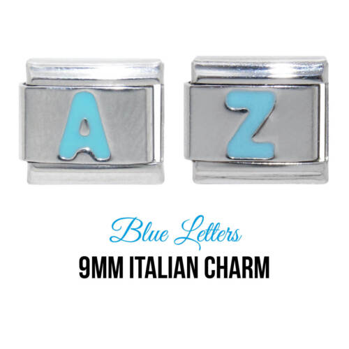 Letters - Blue 9mm Italian charm