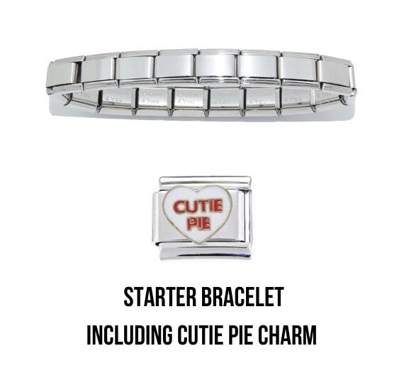 Shiny starter 9mm Italian charm bracelet and cutie pie charm