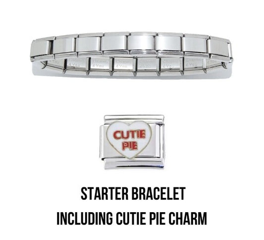 Shiny starter 9mm Italian charm bracelet and cutie pie charm