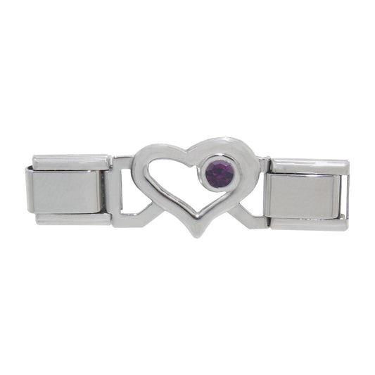 Connector links - Open heart birthstone 9mm Italian charms