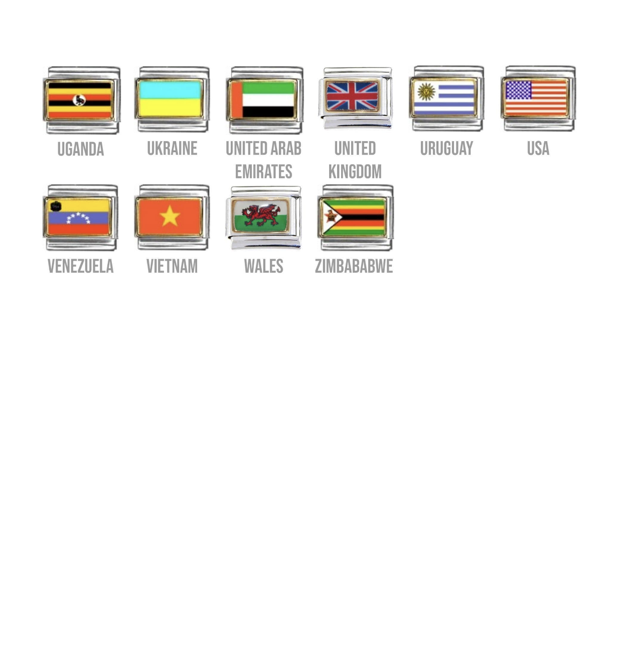 9mm Italian charms Travel Bracelet - World/Plane, letter and flag of your choice