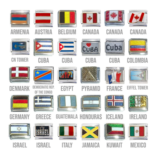 Flags and places - 9mm Italian charms