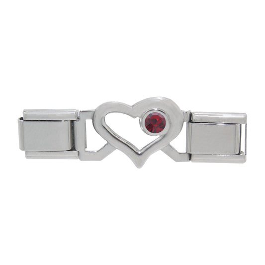 Connector links - Open heart birthstone 9mm Italian charms