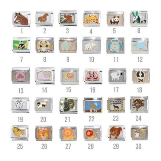 Land animals 9mm Italian Charms