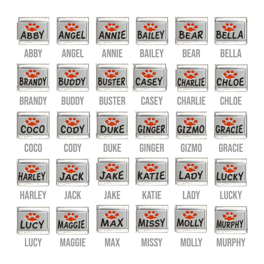 Pet name with pawprint 9mm Italian charms