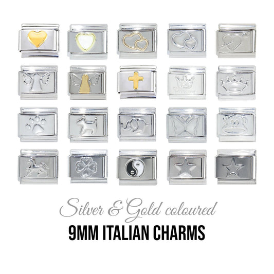 Silver and gold coloured 9mm Italian charms