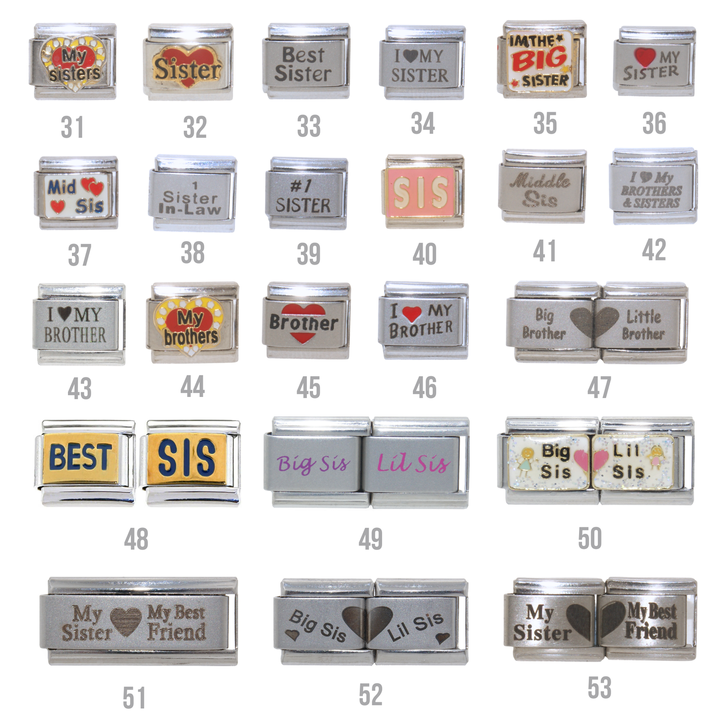 Sister & Brother Charms - 9mm Italian charm