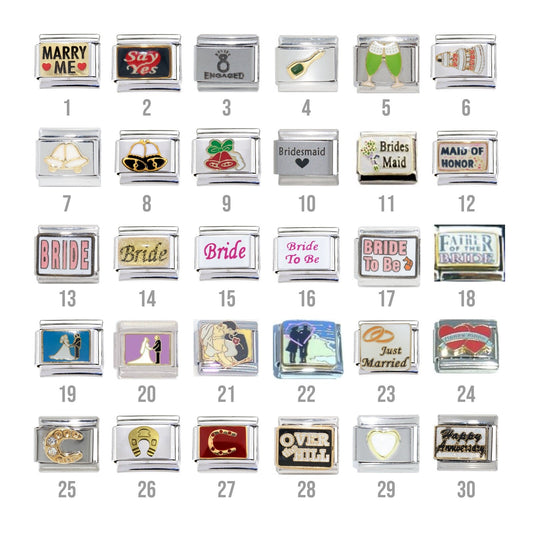 Wedding, love anniversary -  9mm Italian charms