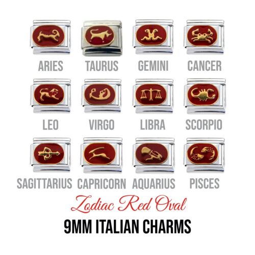 Zodiac - Red oval 9mm Italian charm
