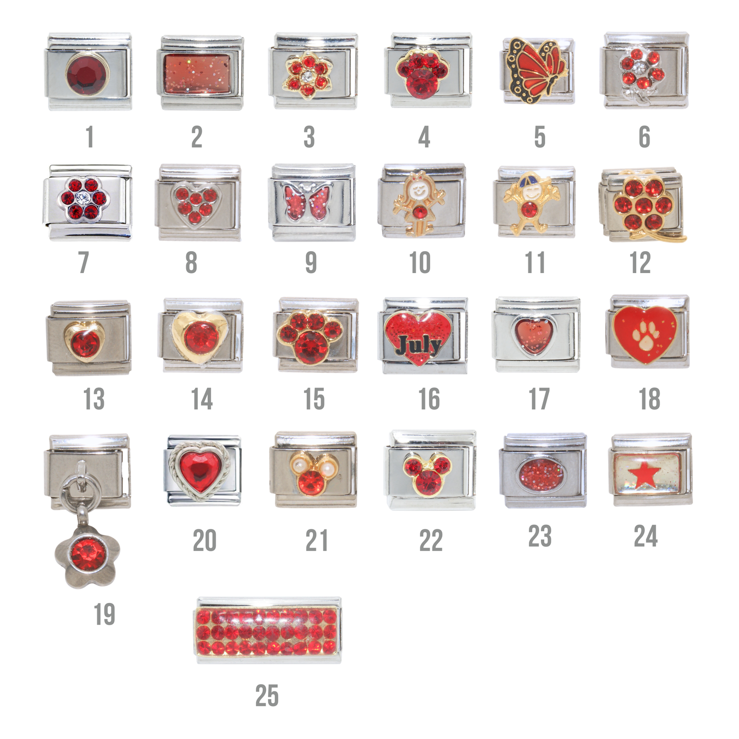 Various July Birthstones - Birthmonth 9mm Italian charm