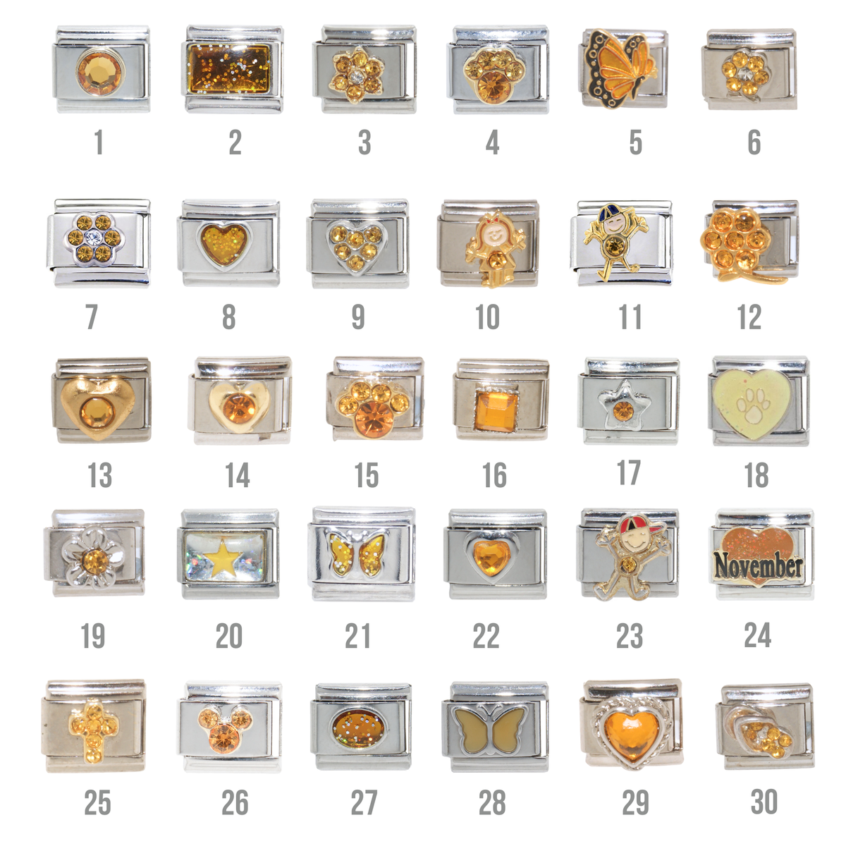 Various November Birthstones - Birthmonth 9mm Italian charm