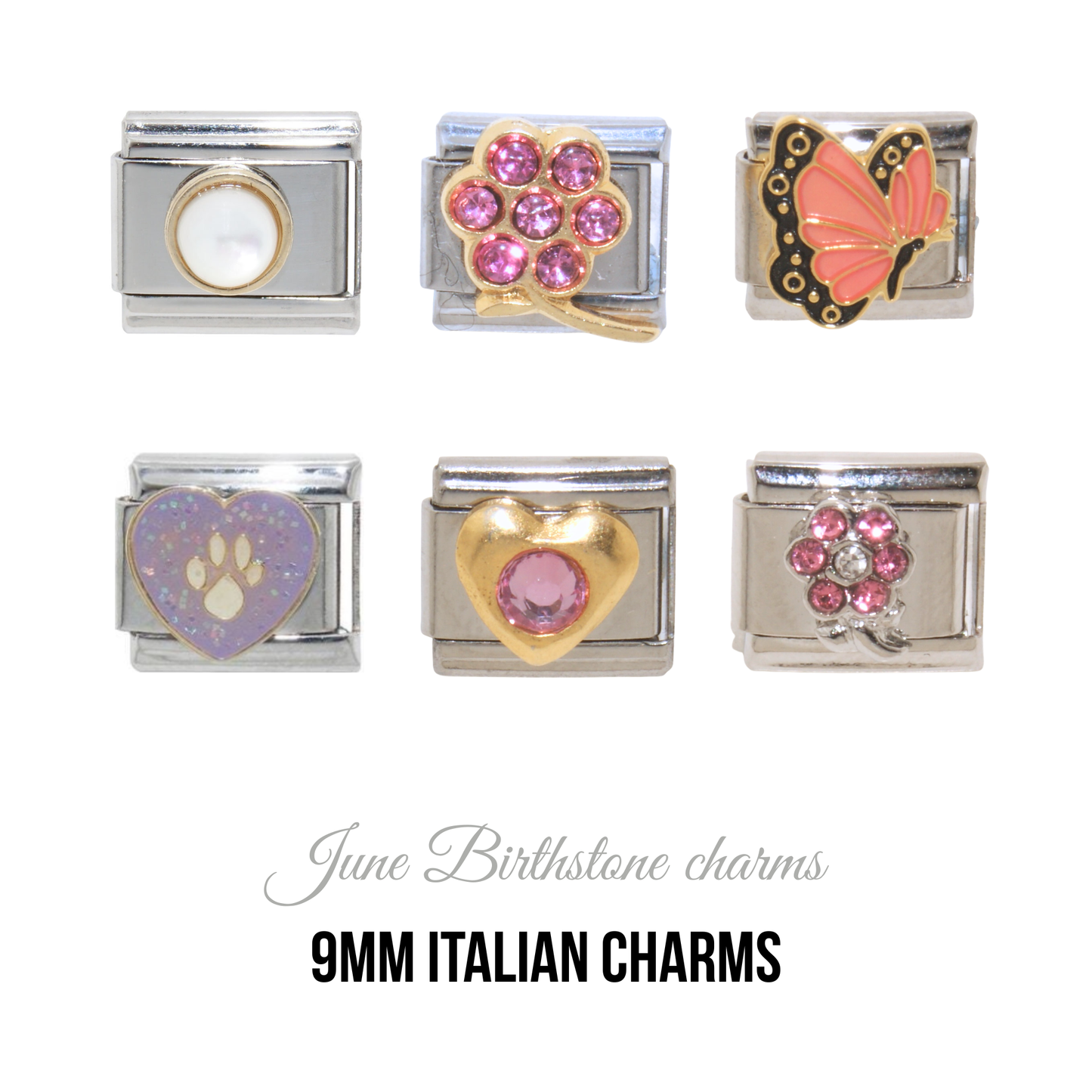 Various June Birthstones - Birthmonth 9mm Italian charm