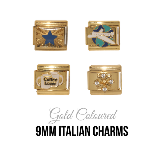Various Gold Coloured charms - 9mm Italian charm