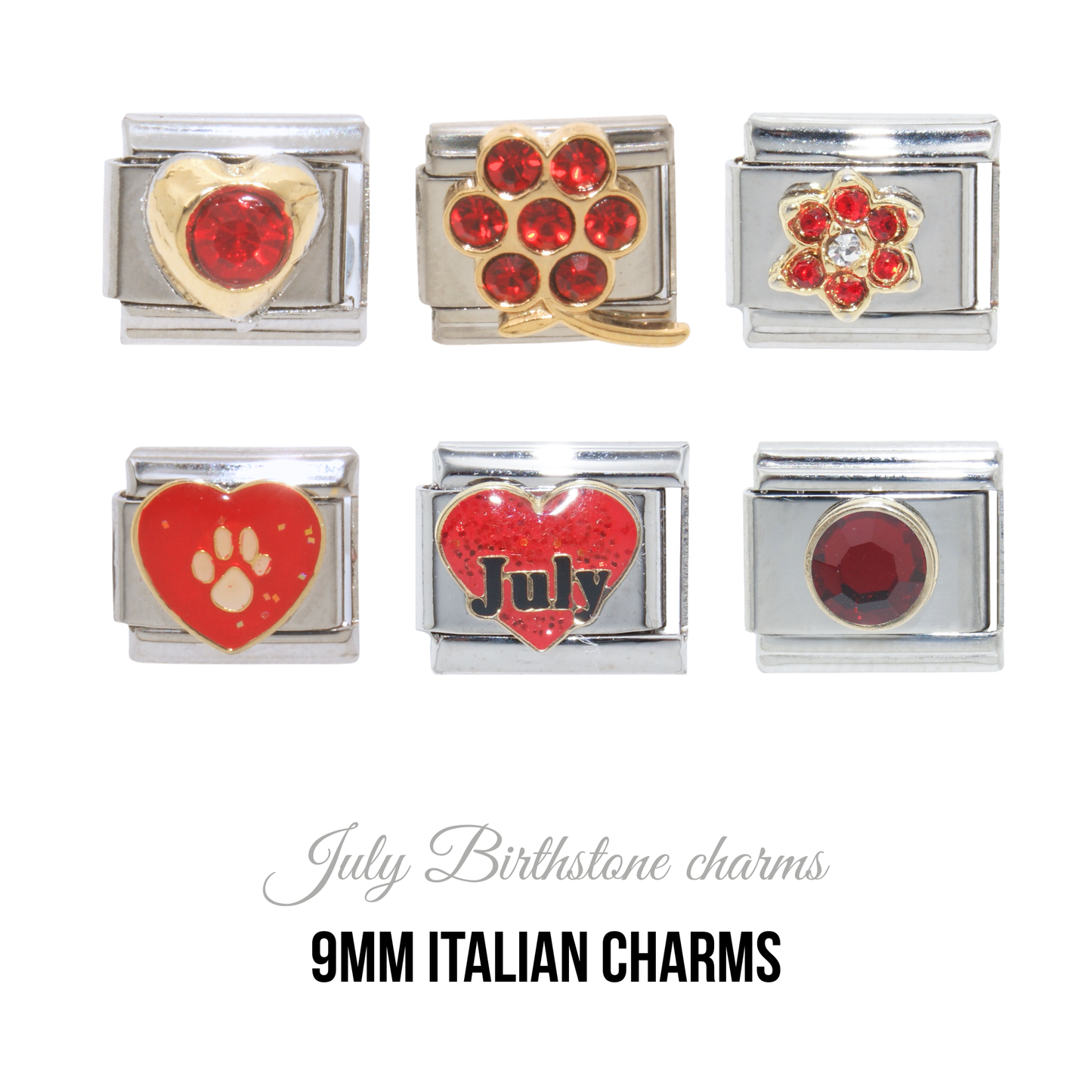 Various July Birthstones - Birthmonth 9mm Italian charm