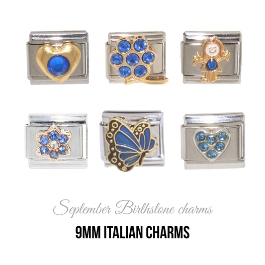 Various September Birthstones - Birthmonth 9mm Italian charm