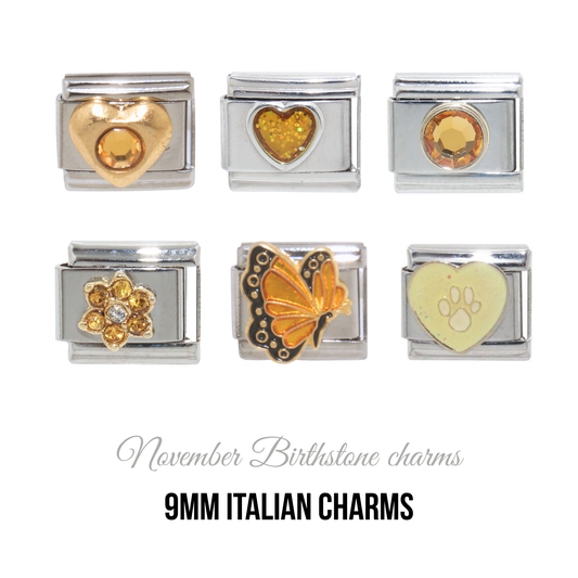 Various November Birthstones - Birthmonth 9mm Italian charm