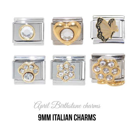 Various April Birthstones - Birthmonth 9mm Italian charm