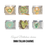 Various August Birthstones - Birthmonth 9mm Italian charm