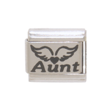 Aunt with Angel wings and Heart 9mm Italian charm