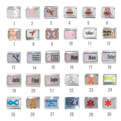 Breast Cancer, Autism & other medical awareness - 9mm Italian charm