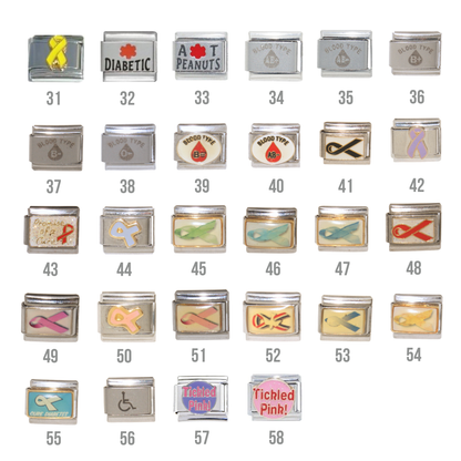 Breast Cancer, Autism & other medical awareness - 9mm Italian charm