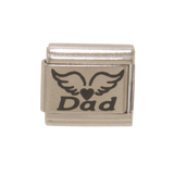 Dad with Angel wings and Heart 9mm Italian charm