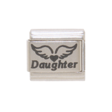 Daughter with Angel wings and Heart 9mm Italian charm