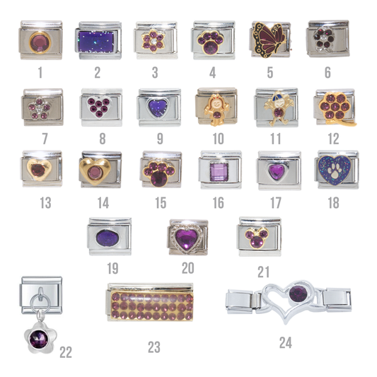 Various February Birthstones - Birthmonth 9mm Italian charm