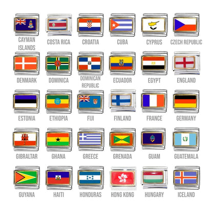 9mm Italian charms Travel Bracelet - World/Plane, letter and flag of your choice