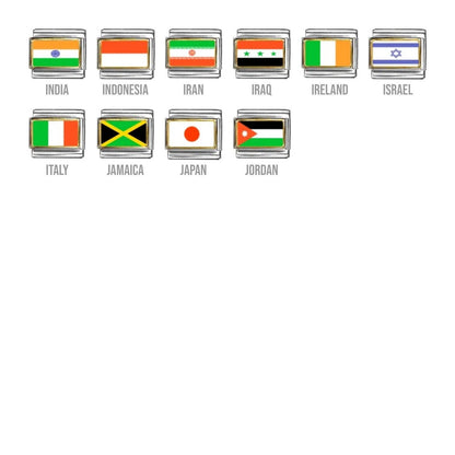 9mm Italian charms Travel Bracelet - World/Plane, letter and flag of your choice