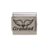 Grandad with Angel wings and Heart 9mm Italian charm