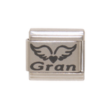 Gran with Angel wings and Heart 9mm Italian charm