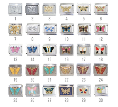 Butterflies insects 9mm Italian Charms