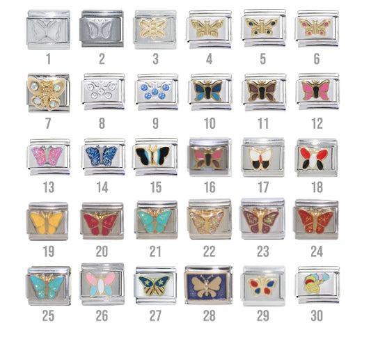 Butterflies insects 9mm Italian Charms