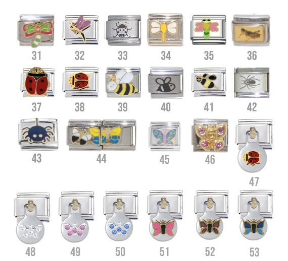 Butterflies insects 9mm Italian Charms