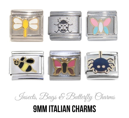 Butterflies insects 9mm Italian Charms
