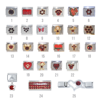 Various January Birthstones - Birthmonth 9mm Italian charm