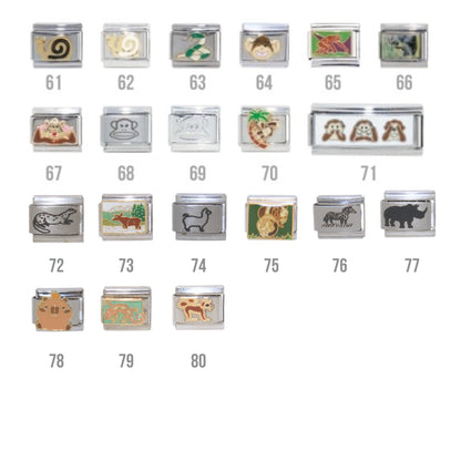 Land animals 9mm Italian Charms