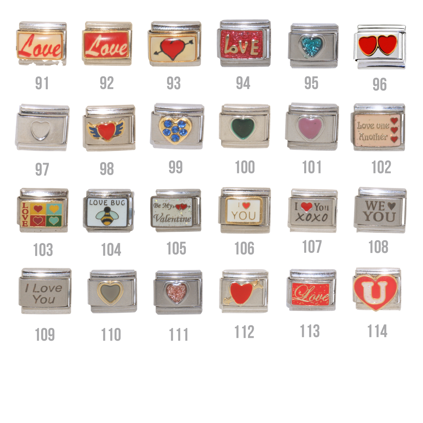 Love, Hearts & Valentines Day 9mm Italian Charms